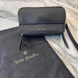 Vera Bradley Black Pebbled Leather Mallory Raid All in One Crossbody